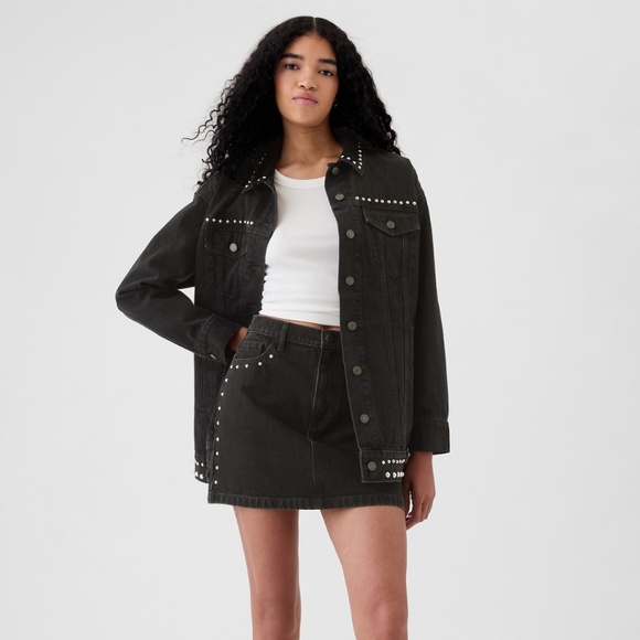 Gap Studded Mini Skirt, washed black, size 25 - Picture 1 of 8